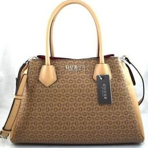 GUESS SHELDON BROWN MOCHA SATCHEL CROSSBODY BAG
